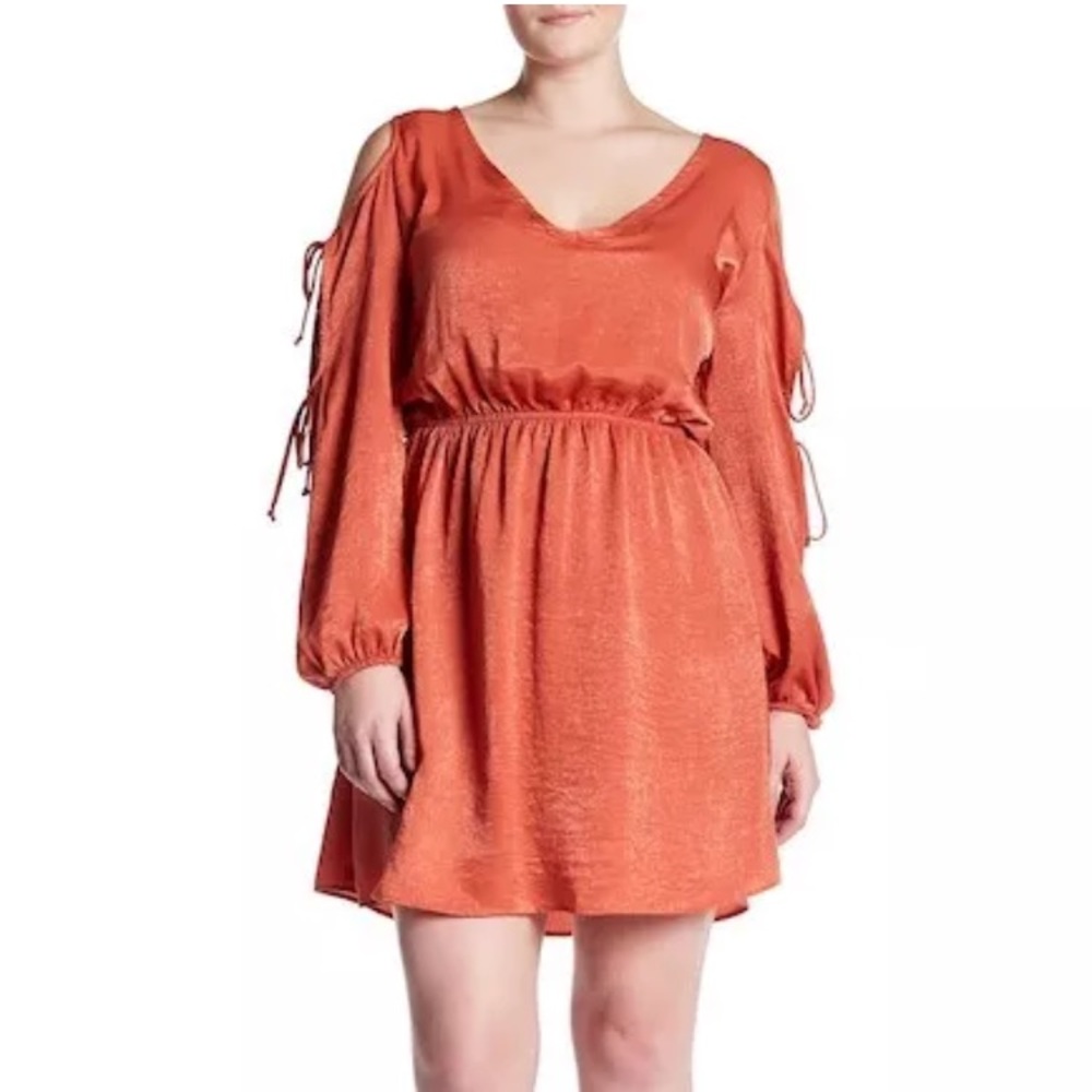 The Vanity Room copper colored washed satin dress